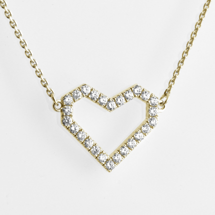 Diamantový náhrdelník - Srdce opísané, žlté 14kt zlato