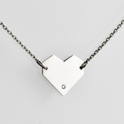Diamantový náhrdelník biely - Srdce